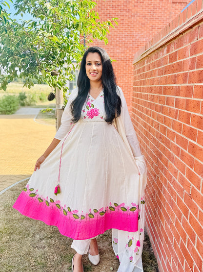 QS805- Soft Cotton Lotus Salwar- Pink