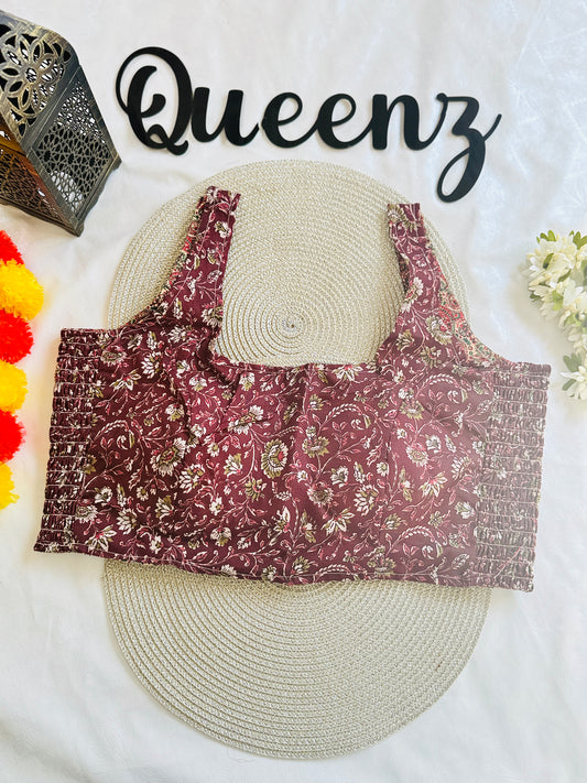 QB117-Ulta Pulta Printed Cotton Sleeveless Blouse