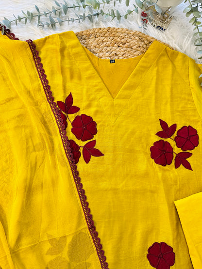 QS806-Yellow Mulchanderi Anarkali Salwar