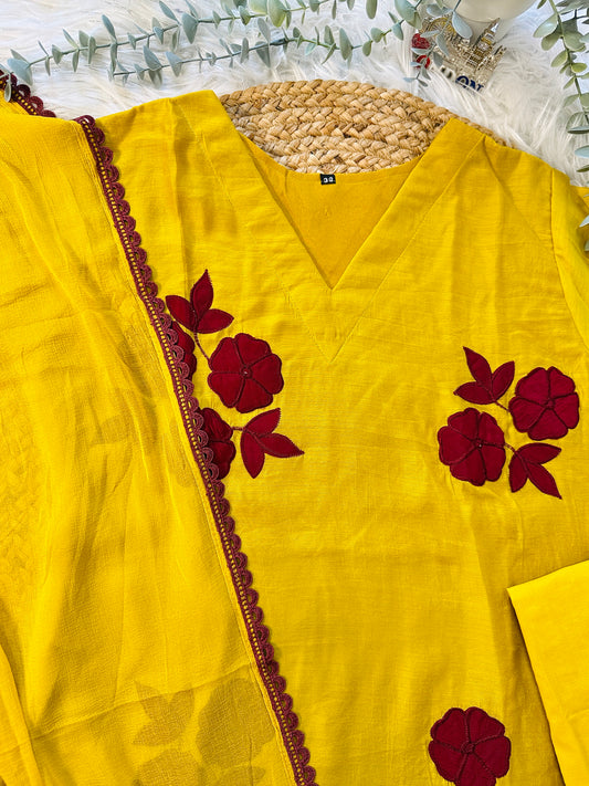 QS806-Yellow Mulchanderi Anarkali Salwar