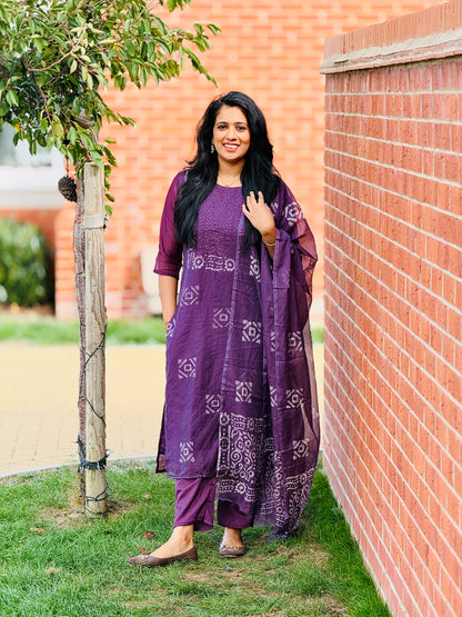 Purple Kota Salwar Suit