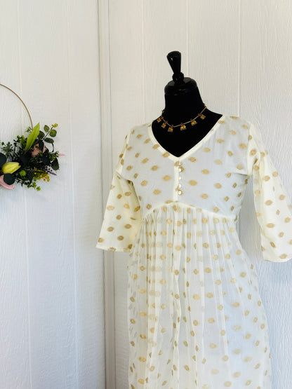 Off White Organza Kurta