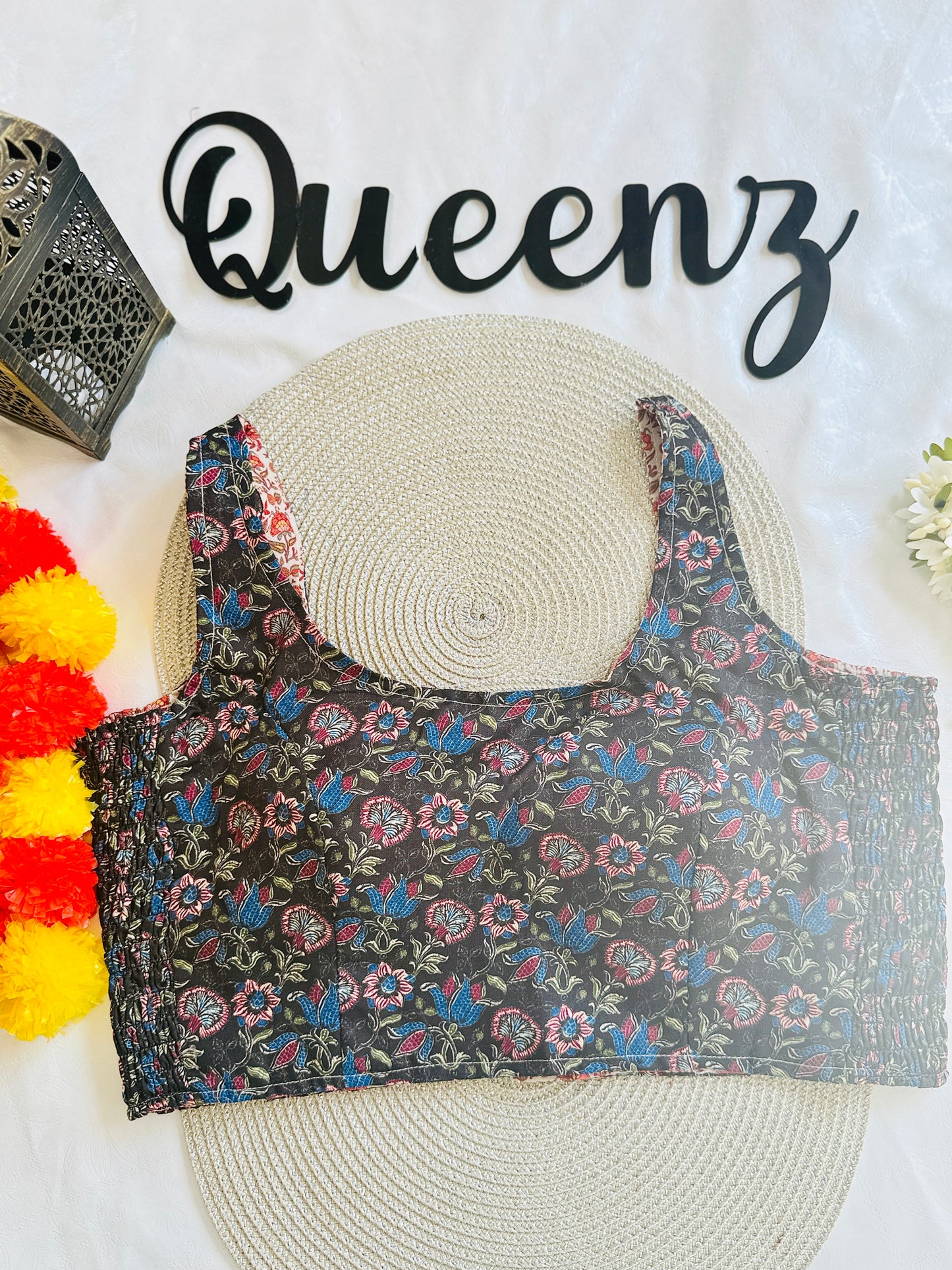 QB124-Ulta Pulta Printed Cotton Sleeveless Blouse