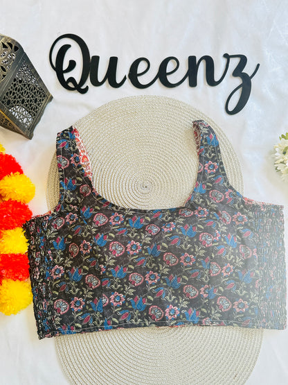 QB124-Ulta Pulta Printed Cotton Sleeveless Blouse
