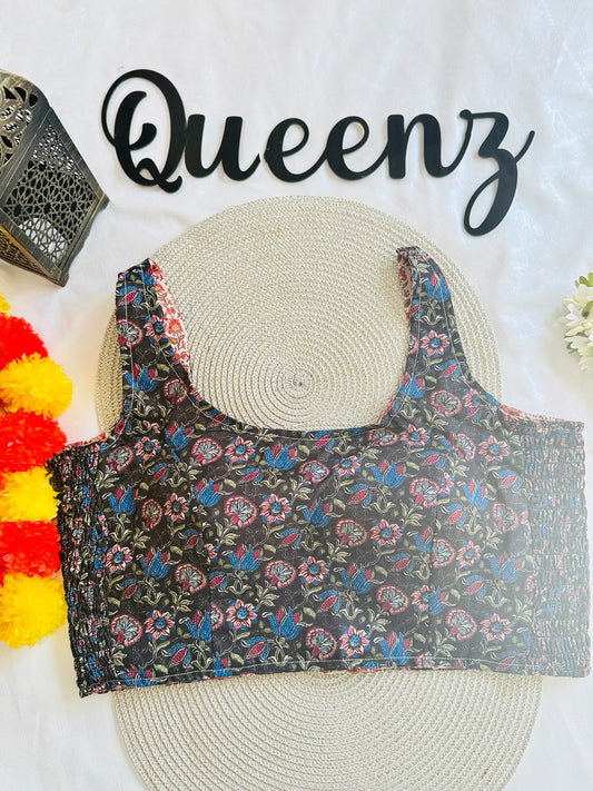 QB124-Ulta Pulta Printed Cotton Sleeveless Blouse