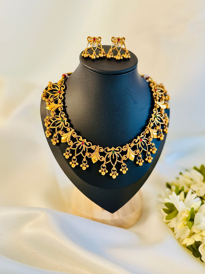 QJ139- Golden Lotus Necklace