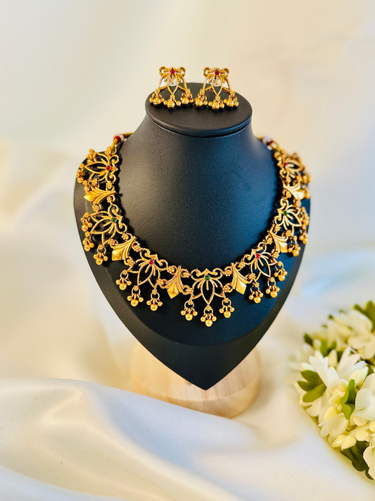 QJ139- Golden Lotus Necklace