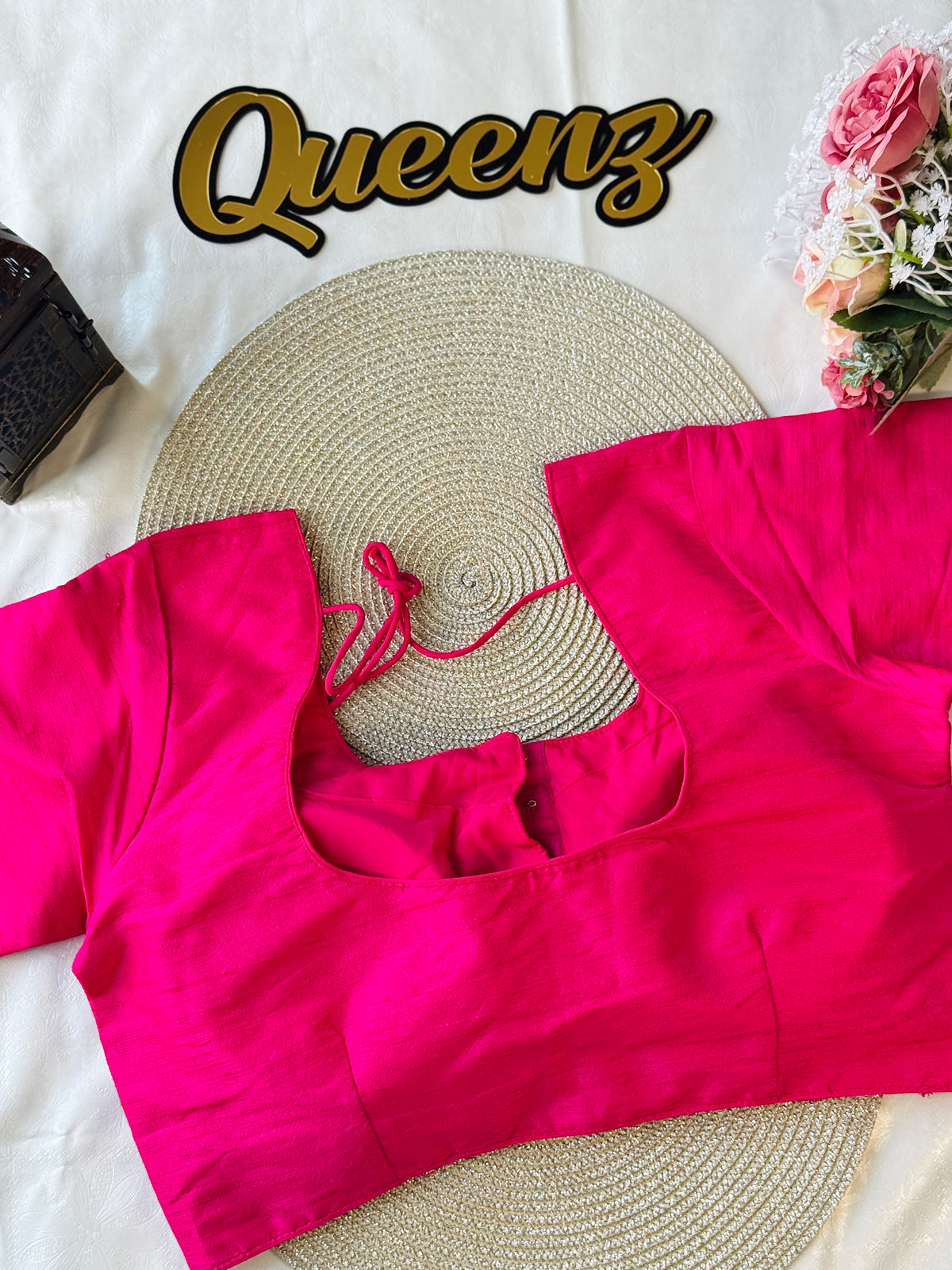 Rani Pink Semi Raw Silk Blouse – view 2 of 3