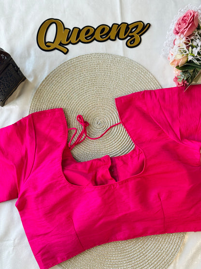 Rani Pink Semi Raw Silk Blouse – view 2 of 3