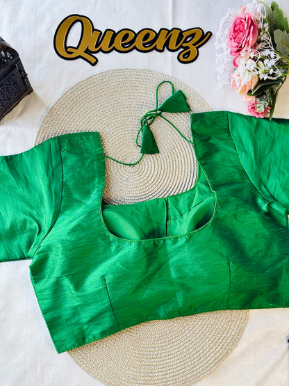 Bottle Green Semi Raw Silk Blouse – view 2 of 3