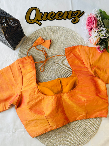 Light Orange Semi Raw Silk Blouse – view 2 of 3