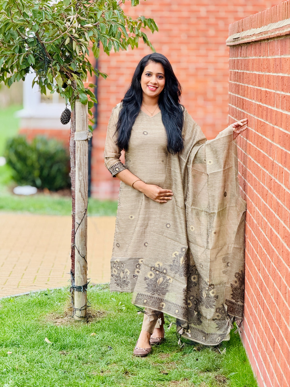 Antique Beige Jamdhani Salwar