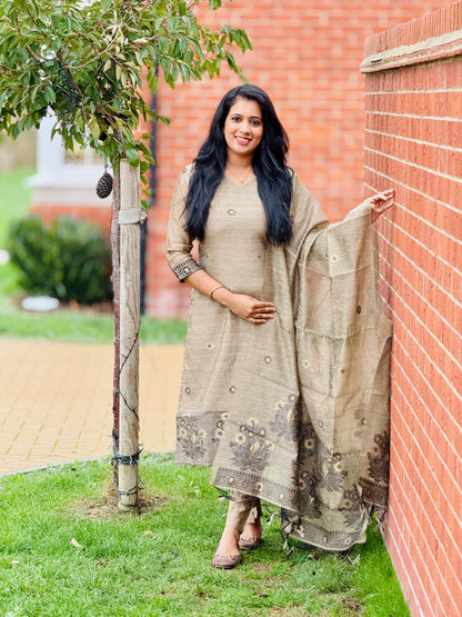 Antique Beige Jamdhani Salwar