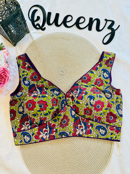 QB093- Ajrak Sleeveless Blouse