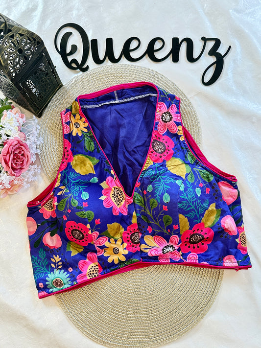 QB099- Crape Floral Halter Neck Blouse