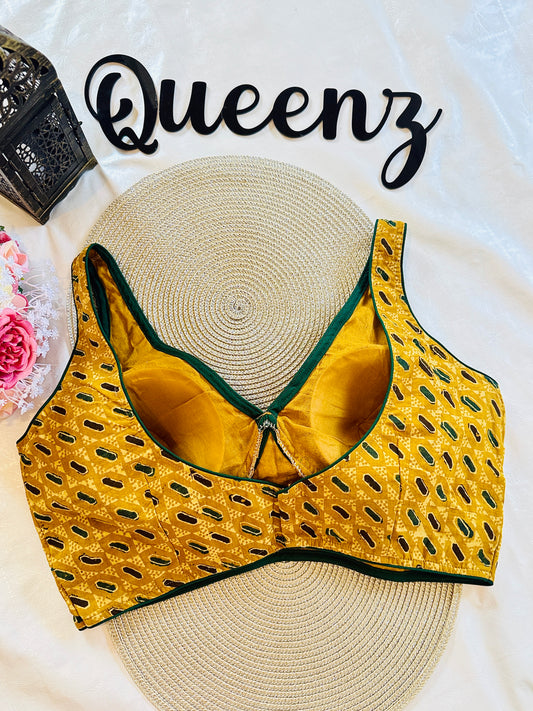 QB095- Ajrak Sleeveless Blouse