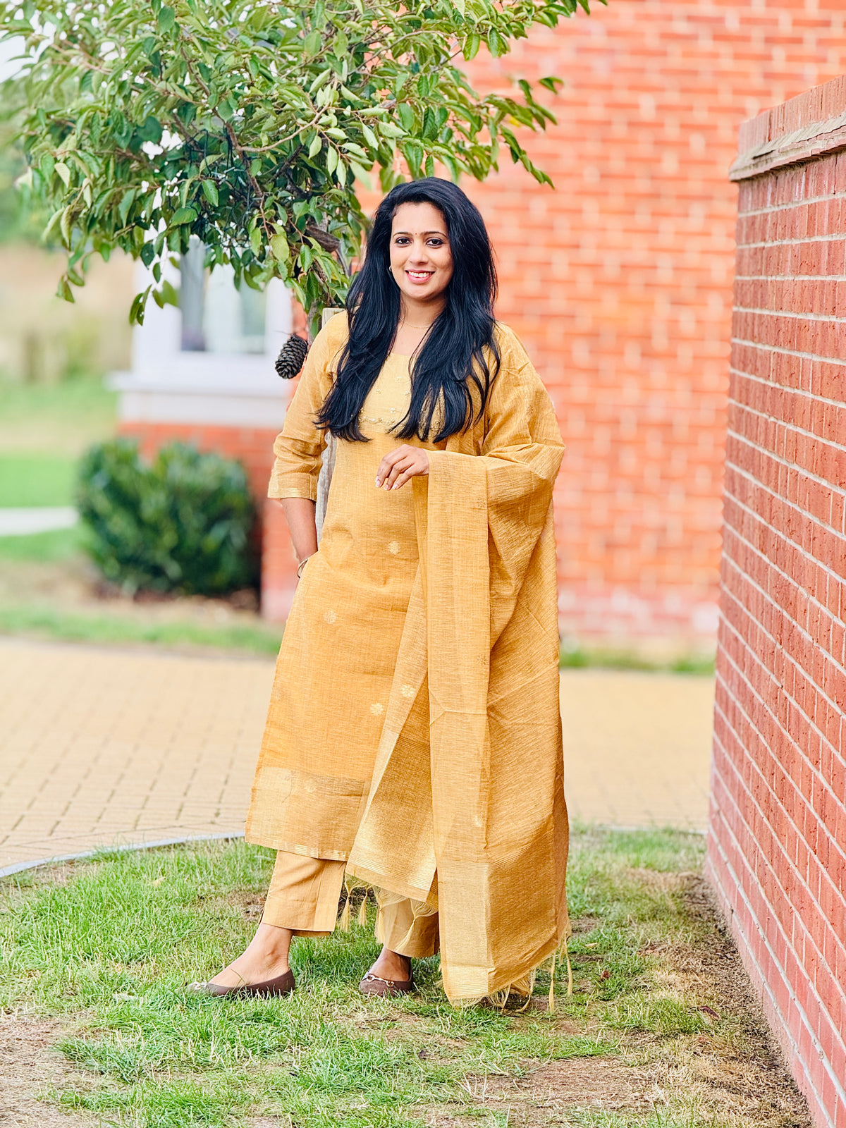 Golden Jamdhani Partywear Salwar
