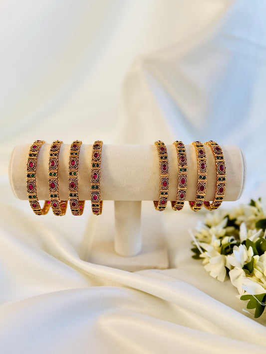 QJ151- Thin Ruby Antique Bangles