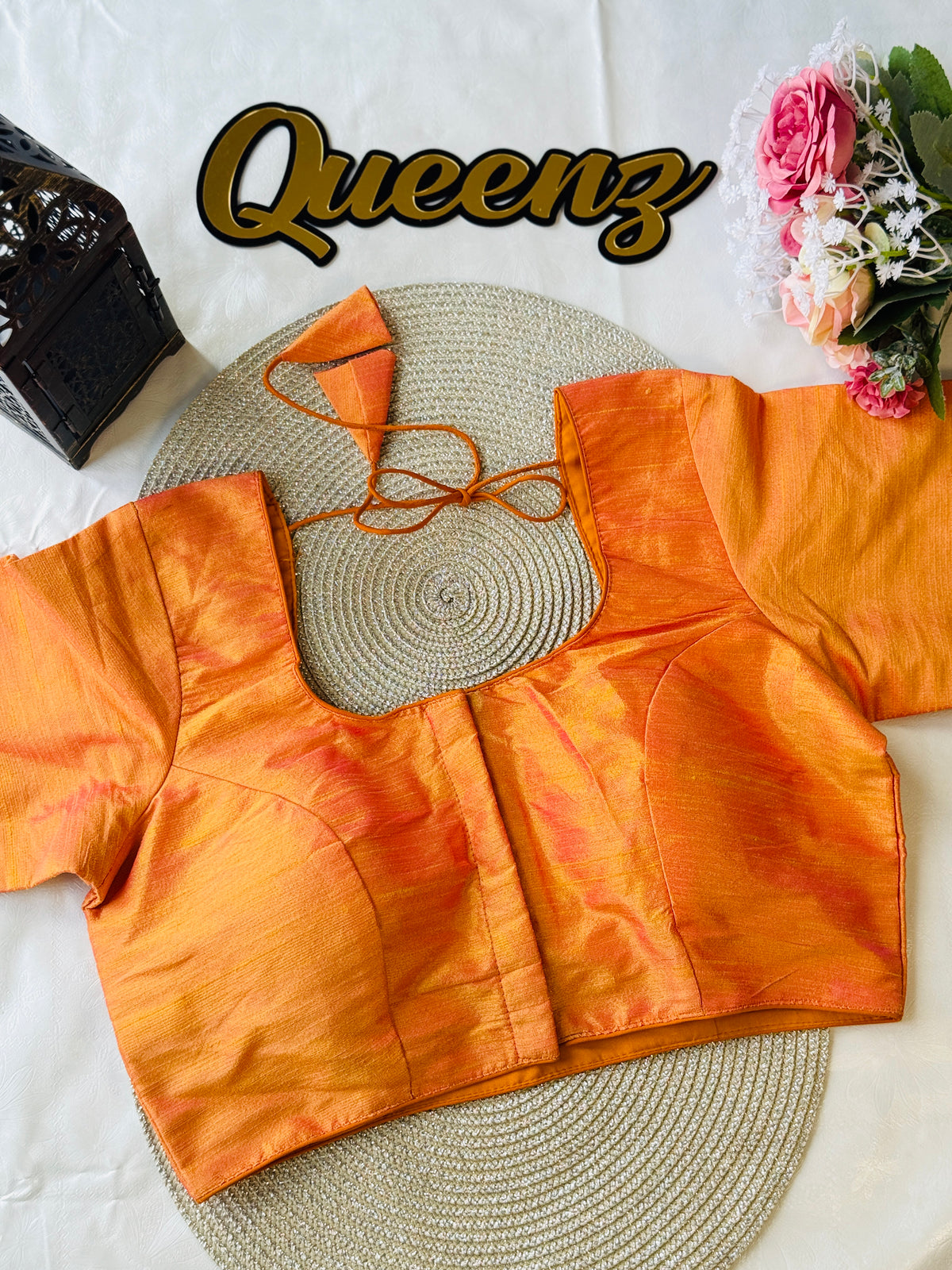 Light Orange Semi Raw Silk Blouse