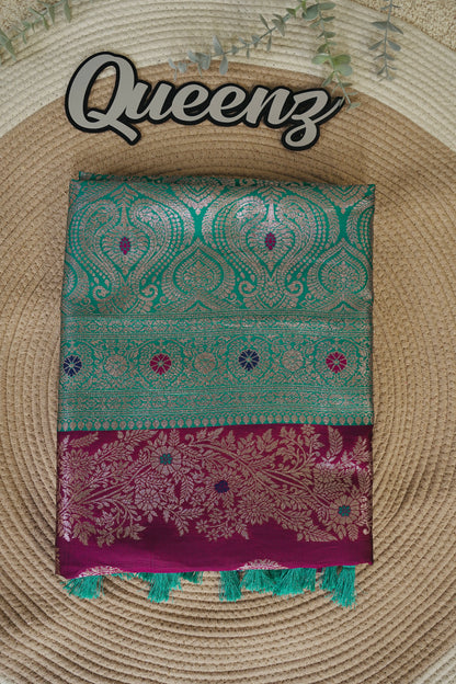 Burgundy Meenakari Weaved Saree