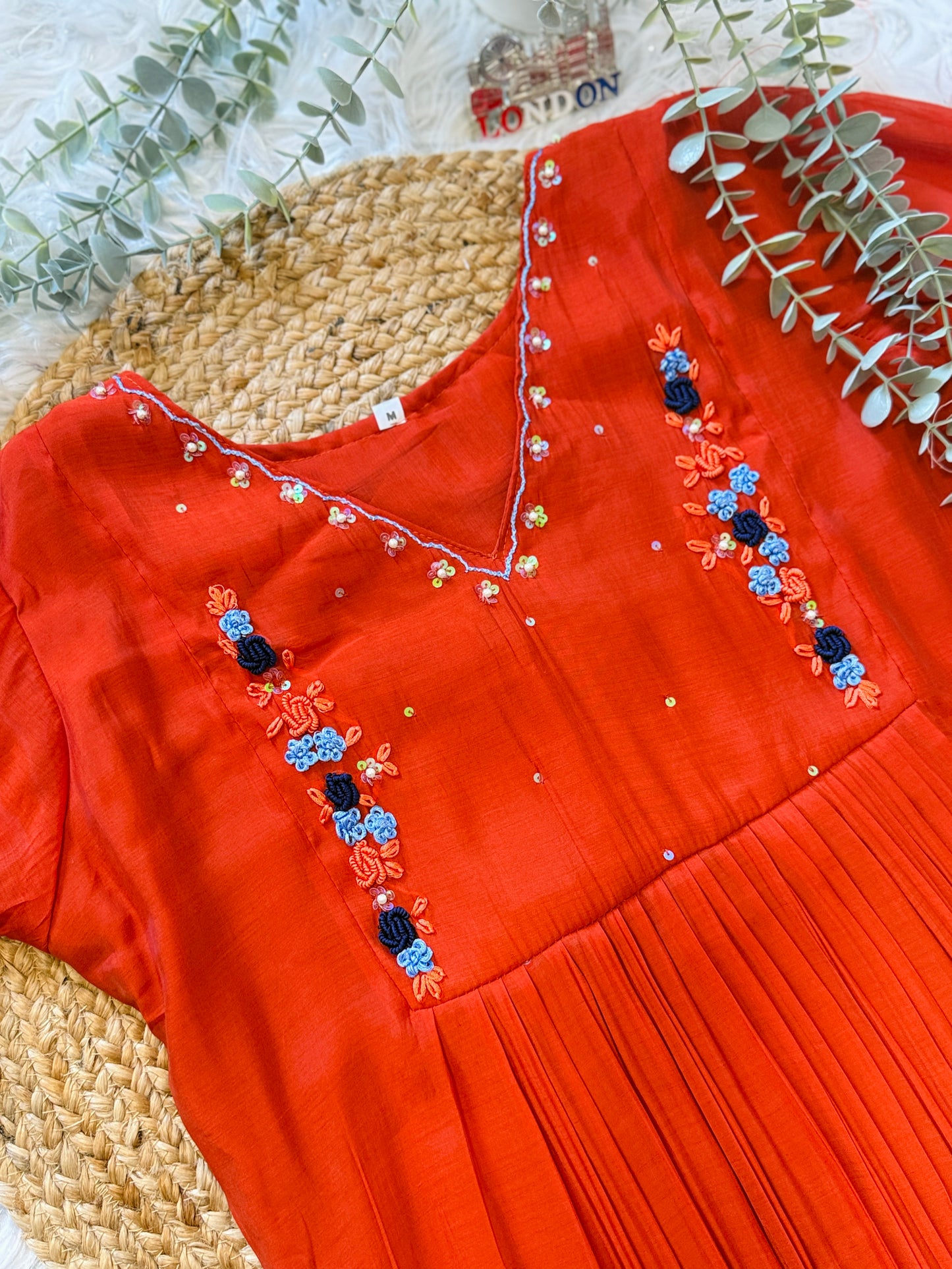 QS754 - Rust Orange   Mulchanderi Coord Set