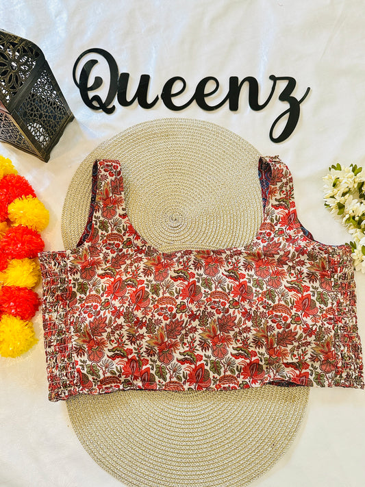 QB125-Ulta Pulta Printed Cotton Sleeveless Blouse