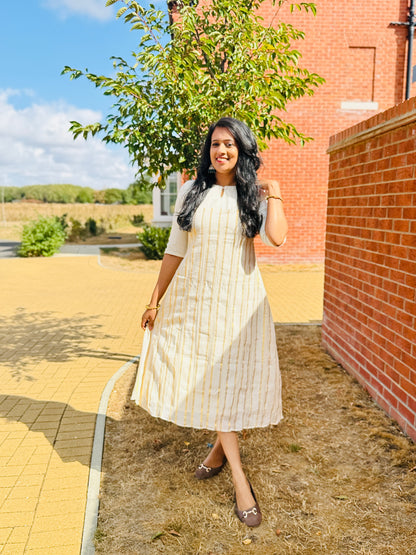 QS843-Lurex line Cotton Kurta