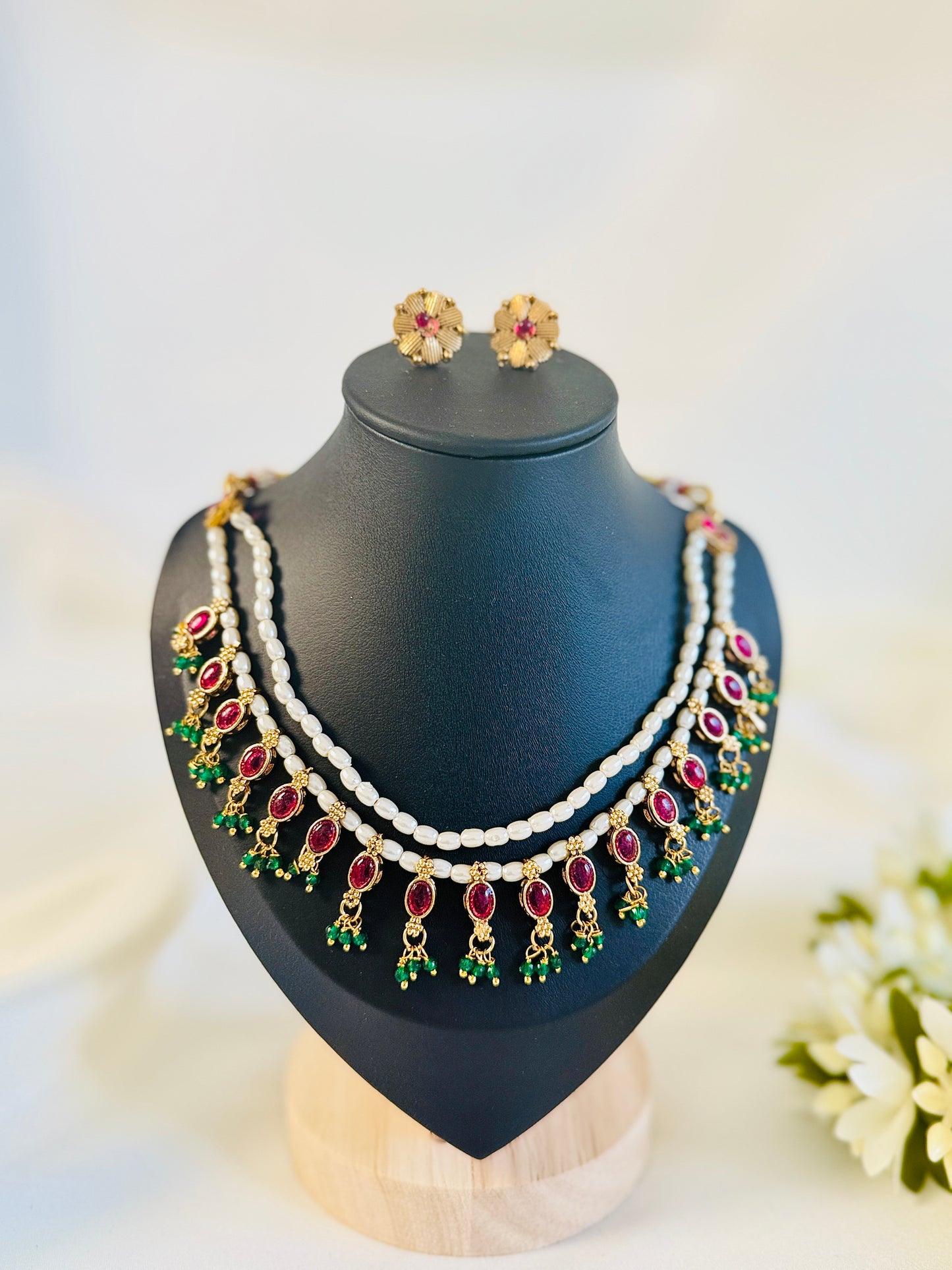 QJ168- Double layer pearl necklace