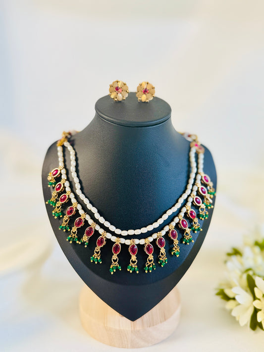 QJ168- Double layer pearl necklace