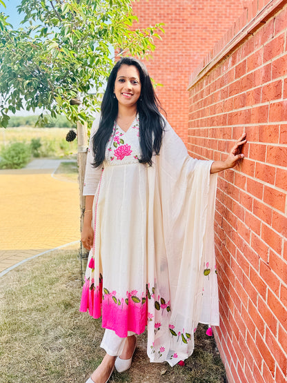 QS805- Soft Cotton Lotus Salwar- Pink