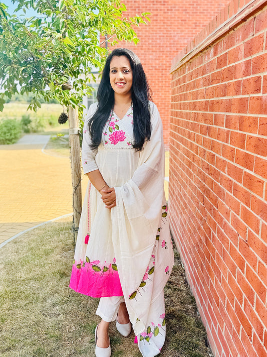 QS805- Soft Cotton Lotus Salwar- Pink