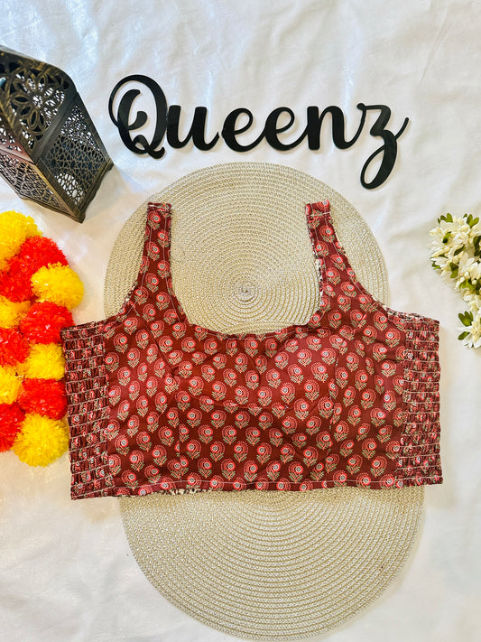 QB127- Ulta Pulta Printed Cotton Sleeveless Blouse