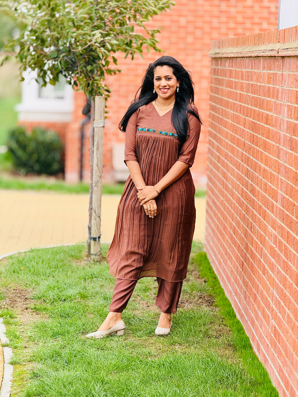 Coffee Brown Mul Chanderi Co-ord Set – view 5 of 5