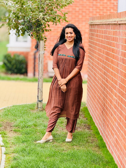 Coffee Brown Mul Chanderi Co-ord Set – view 5 of 5