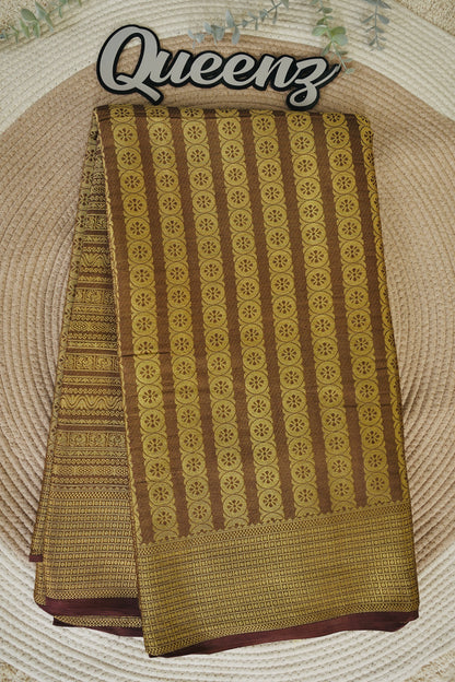 Mysore Silk Antique  Gold Weaved Saree