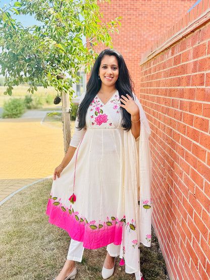 QS805- Soft Cotton Lotus Salwar- Pink