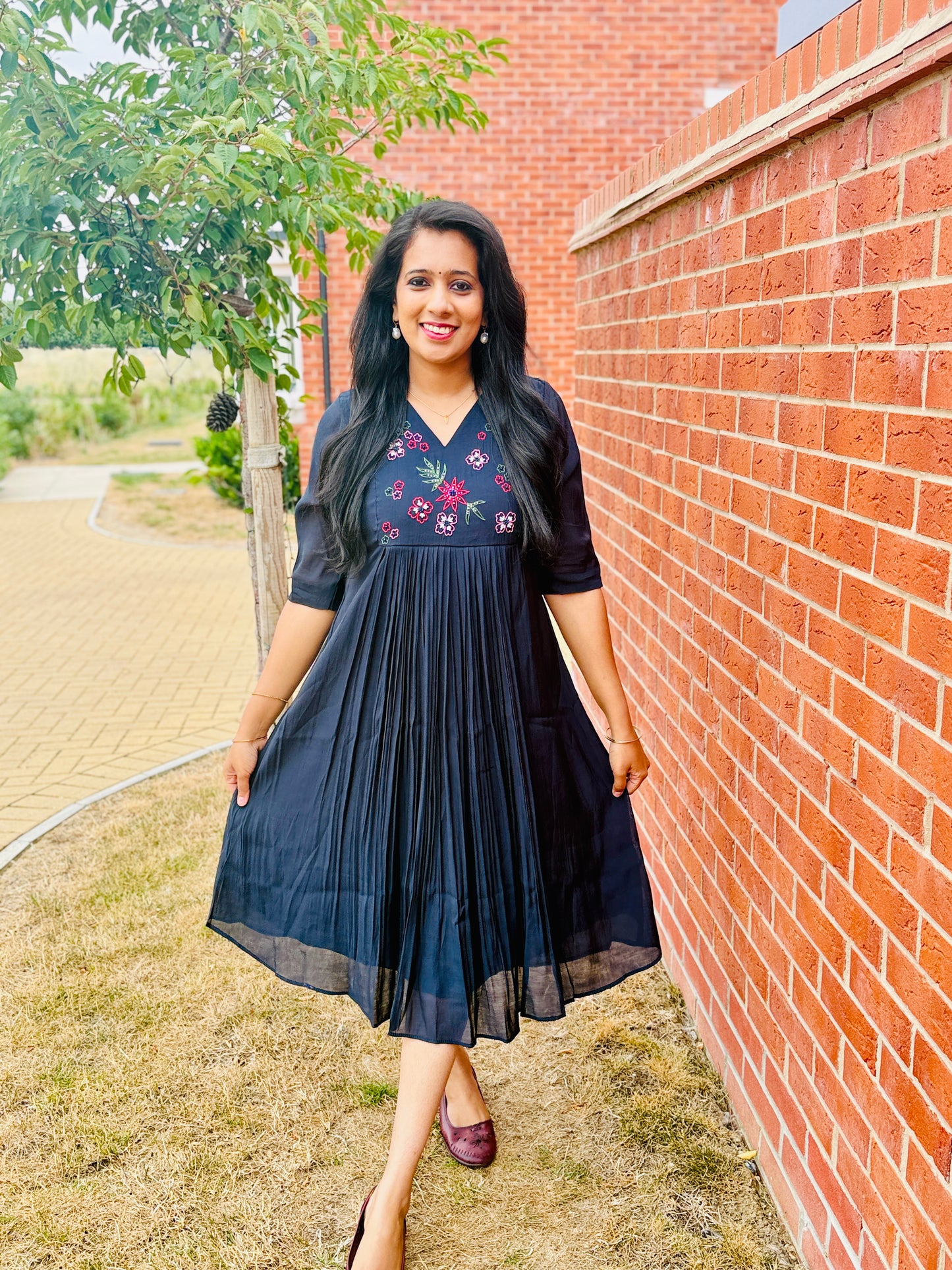QS843-Black Mulchanderi Kurta