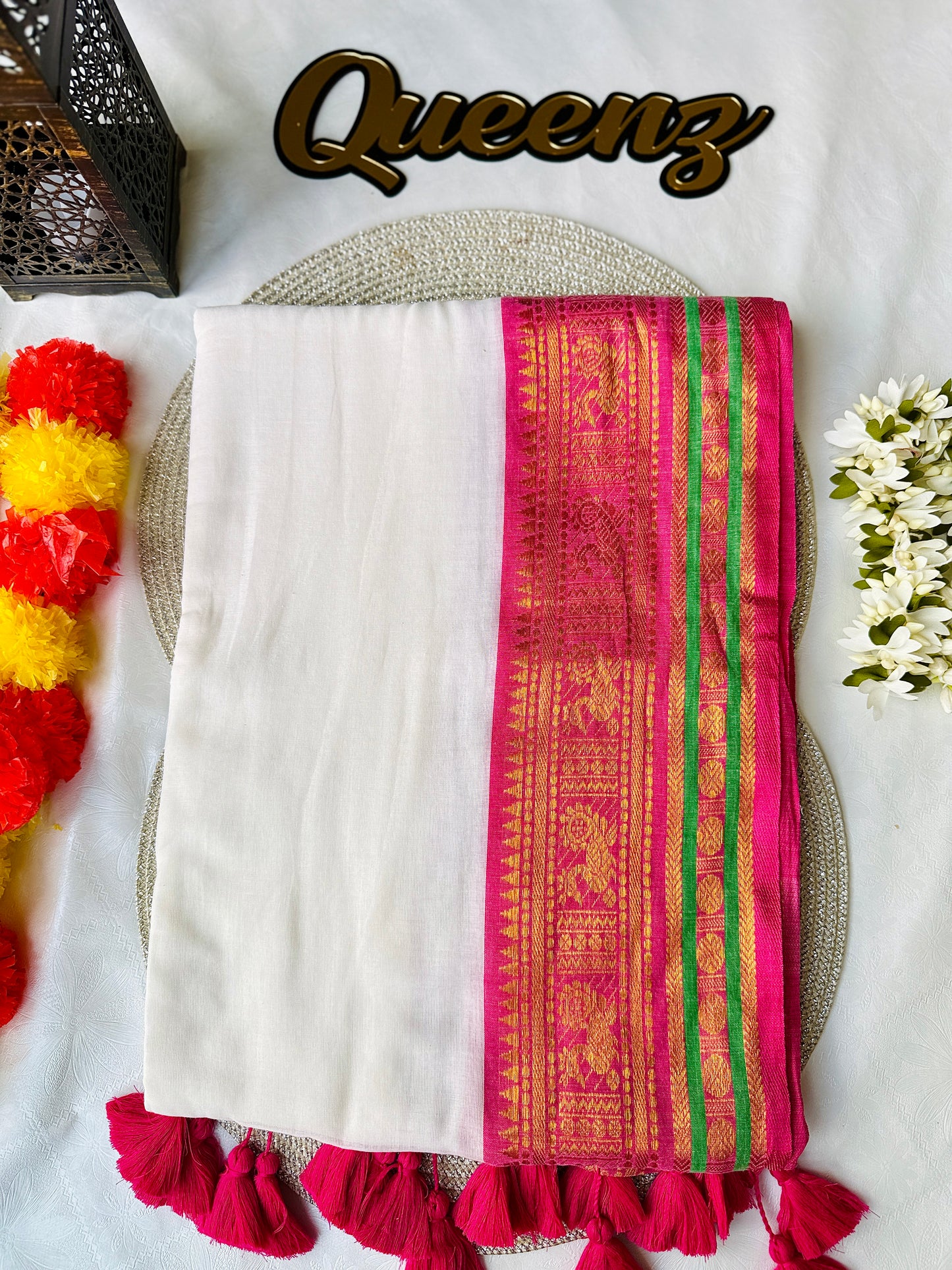 QMC024 Multi Color Kanchi Border Mul Cotton Saree