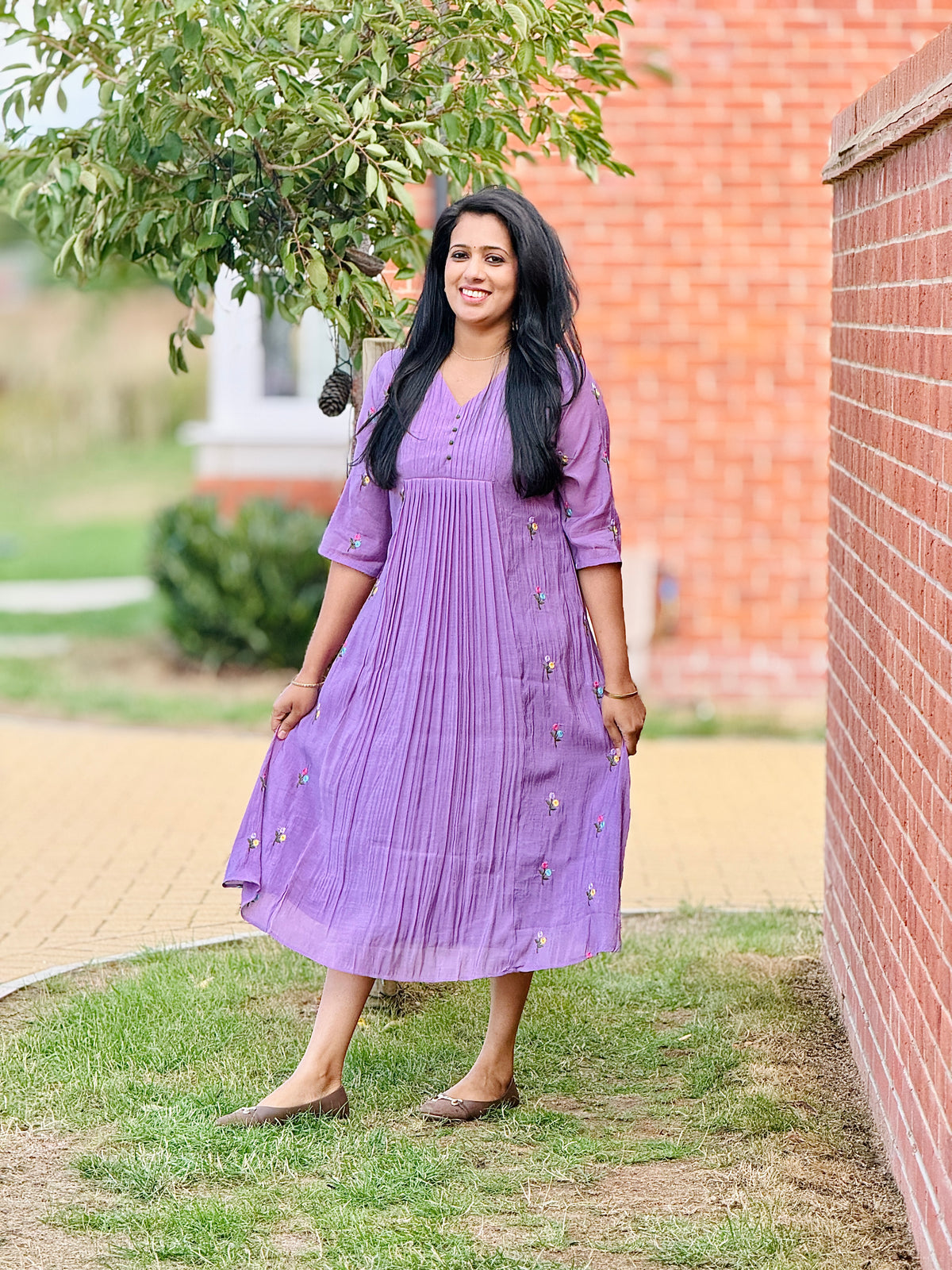 Lavender Pleated Mul Chanderi Kurta – view 5 of 5