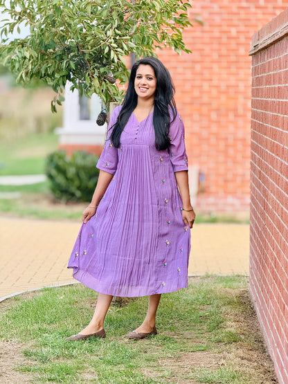 Lavender Pleated Mul Chanderi Kurta – view 5 of 5