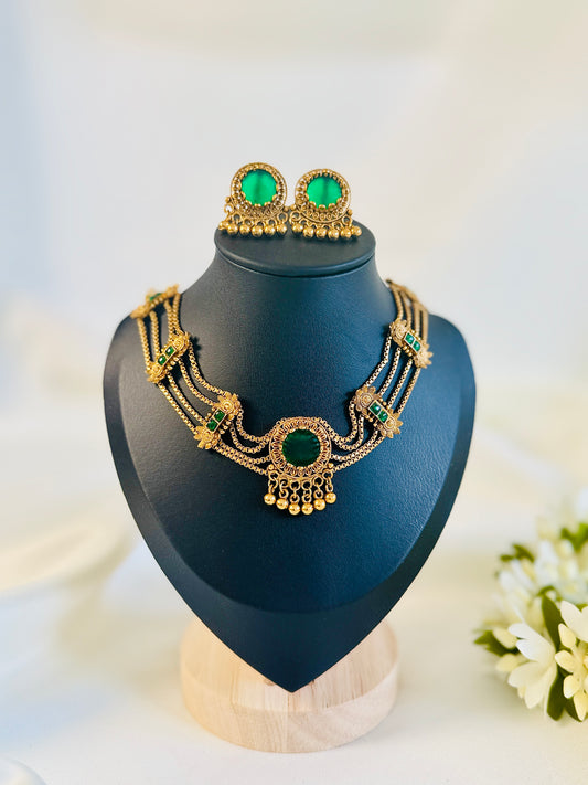 QJ171-Emerald Choker Necklace