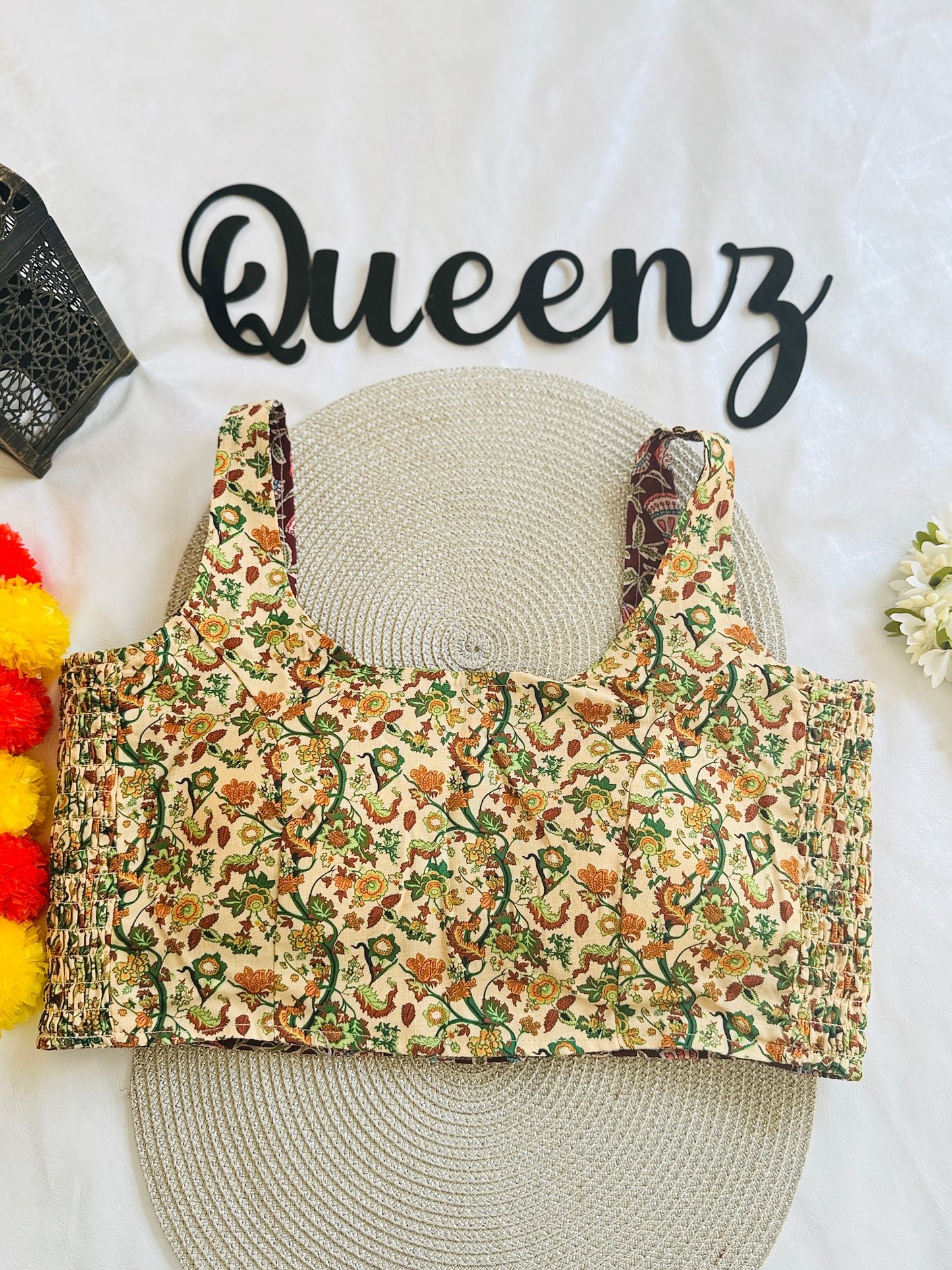 QB113- Ulta Pulta Printed Cotton Sleeveless Blouse