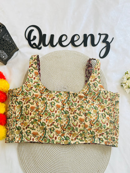 QB113- Ulta Pulta Printed Cotton Sleeveless Blouse