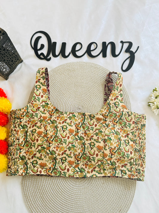 QB113- Ulta Pulta Printed Cotton Sleeveless Blouse