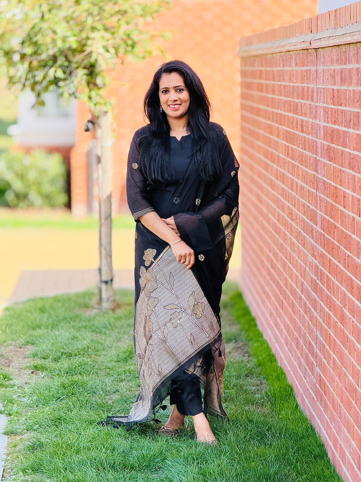 Black Jamdhani silk Party wear salwar
