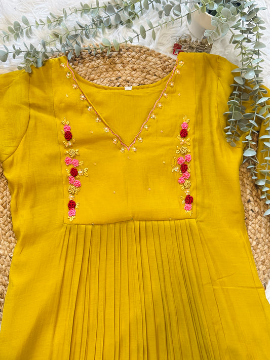 QS755 - Yellow Mulchanderi Coord Set