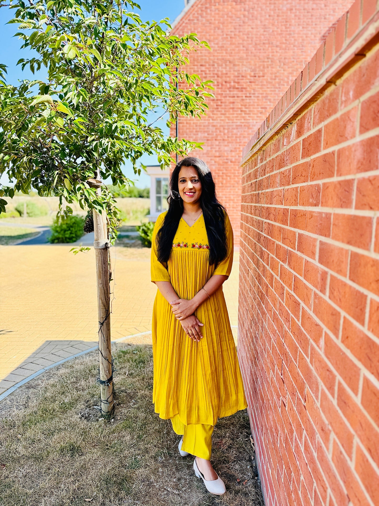 QS844-Yellow Mulchanderi Coordset