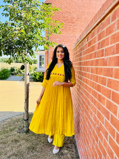 QS844-Yellow Mulchanderi Coordset