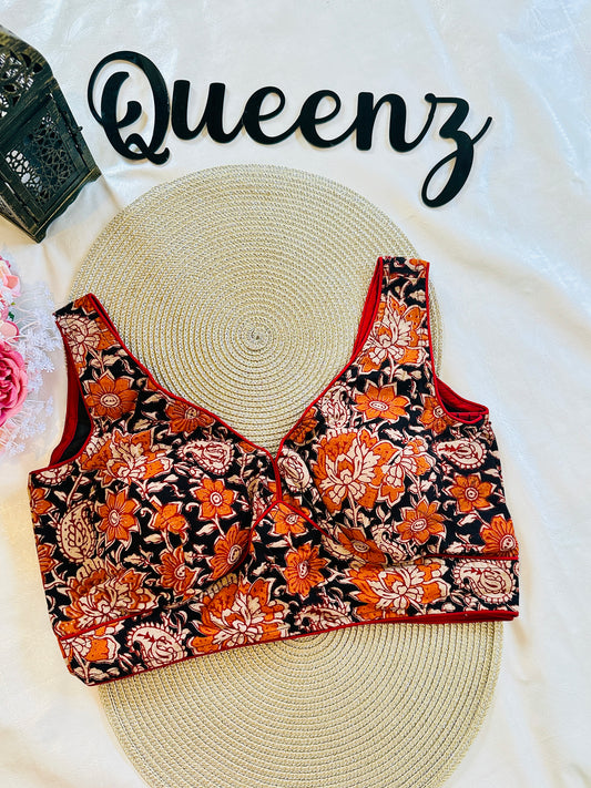 QB094- Ajrak Sleeveless Blouse