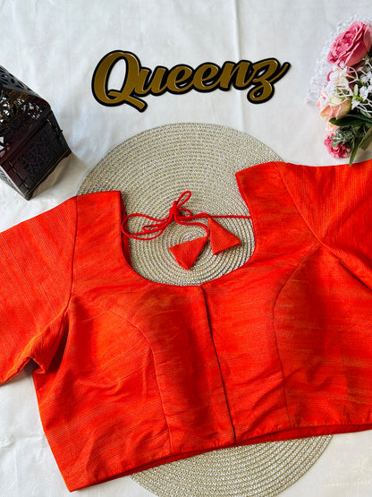 Orange Semi Raw Silk Blouse